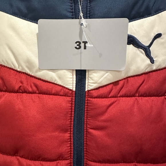 Puma Boys Red and Navy Puffer Jacket Vest, NWT, 3T - Picture 7 of 9
